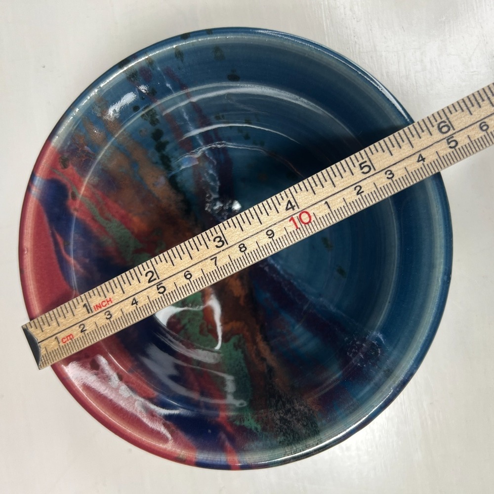 Studio Pottery Multicolor Drip Glaze Bowl Art Pottery 6 in - Picture 6 of 6